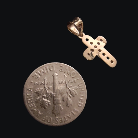 14kt Gold Cubic Zirconia Cross - Picture 2 of 3